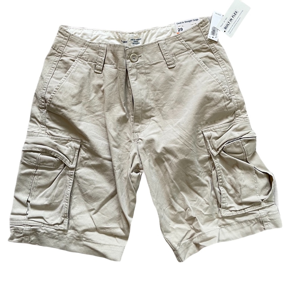 ❤️ OLD NAVY MENS CREAM STRAIGHT CARGO LIVED IN SHORTS SIZE 29 NEW
